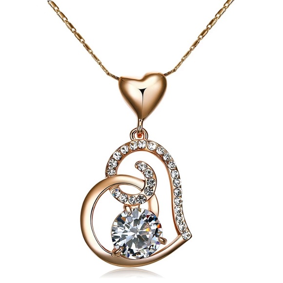 ~•New•~ 18K Rose Gold Heart Pendant With Diamond - Picture 3 of 5